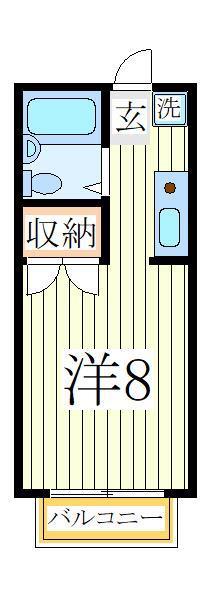 グリーンプラザB(ワンルーム/1階)の間取り写真