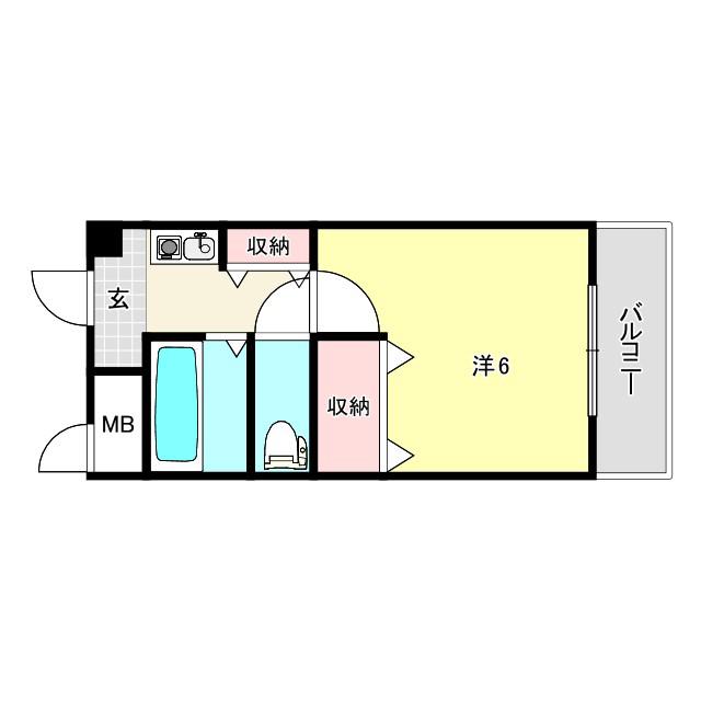 ヴィヴァン西宮(1K/3階)の間取り写真