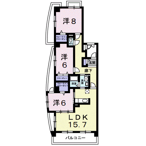 エクセレント・ヴィラ(3LDK/3階)の間取り写真