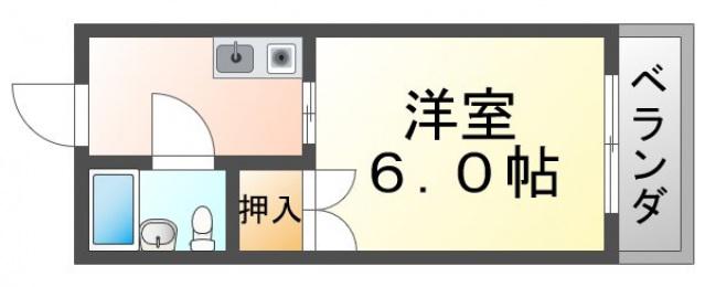 ゼウス千里山(1K/2階)の間取り写真