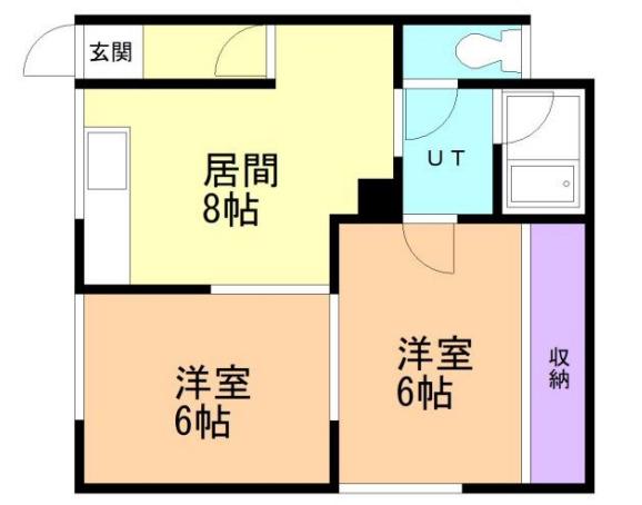 1福盛ハイツA棟(2DK/1階)の間取り写真