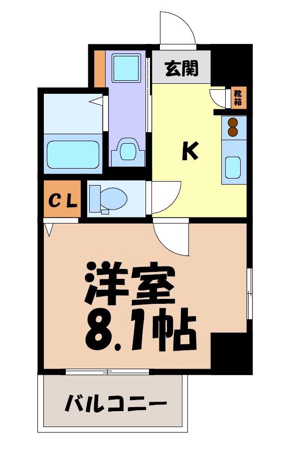 PーSQUARE SHUMOKU III(1K/5階)の間取り写真