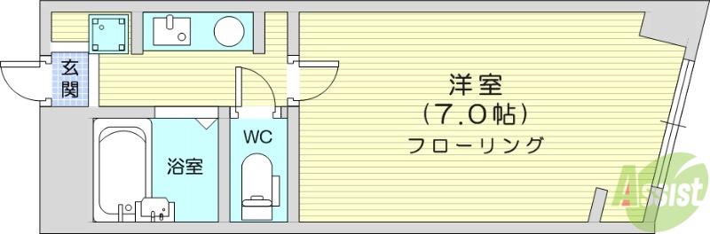 パンティオン宮町(1K/2階)の間取り写真