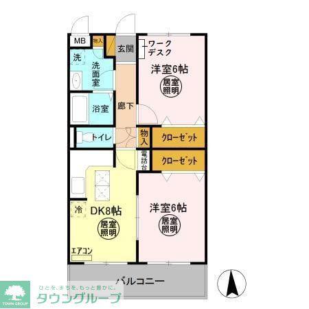 グレースコート法典(2DK/1階)の間取り写真