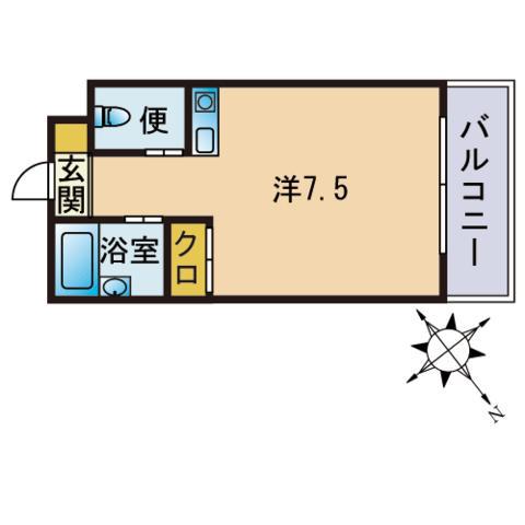 コルディアーレ警固(ワンルーム/1階)の間取り写真