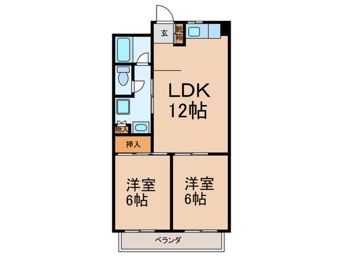 ソノワール本郷(2LDK/2階)の間取り写真