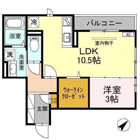 ミント甲子園五番町(1LDK/2階)の間取り写真