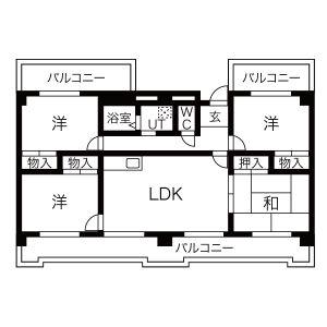 ドミール幸心(4LDK/4階)の間取り写真