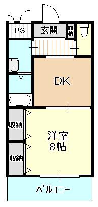 ブエナビスタ貝塚(1DK/3階)の間取り写真