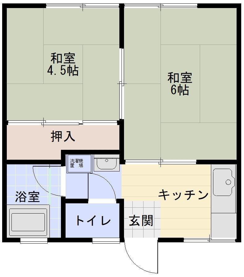 パナハイツ(2K/1階)の間取り写真