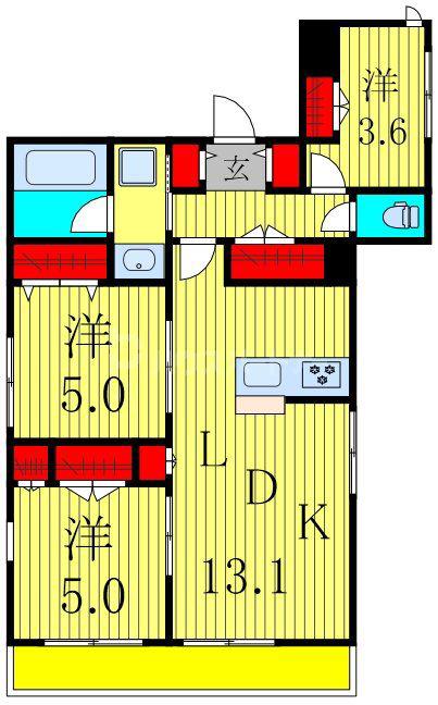IL CANE N(3LDK/3階)の間取り写真