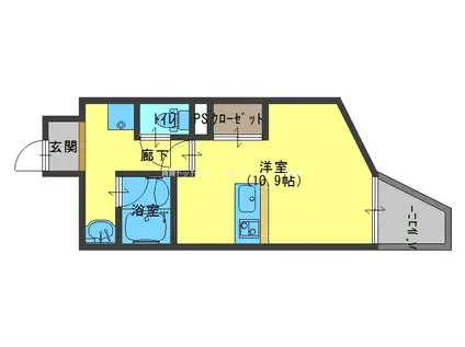マスターズレジデンス上町台(1LDK/7階)の間取り写真