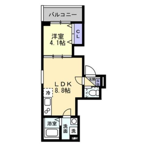 グランシェード川入(1LDK/3階)の間取り写真