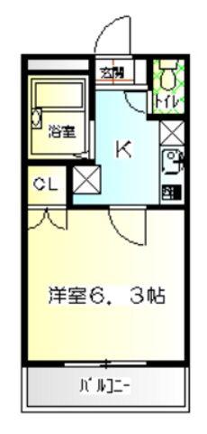 ラプラス郡山(1K/2階)の間取り写真