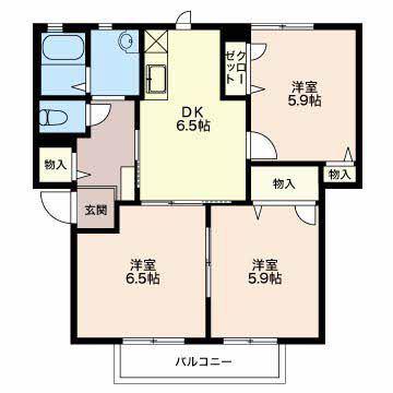 メイプルフラット(3DK/2階)の間取り写真