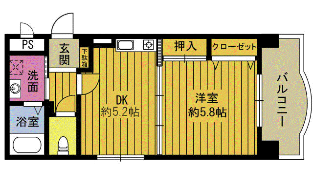 SEACOAST浜町(1DK/5階)の間取り写真