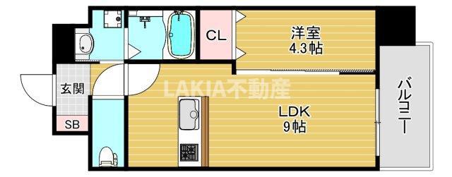 フォーゼ舟橋町(1LDK/6階)の間取り写真
