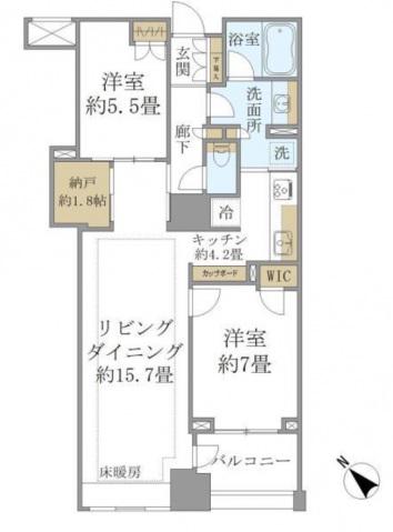 BRILLIA WELLITH月島(2LDK/13階)の間取り写真