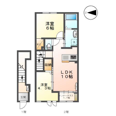 グレイシャス(2LDK/2階)の間取り写真