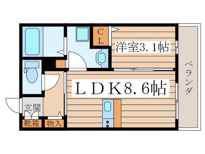 MAISON TOMOE(1LDK/3階)の間取り写真