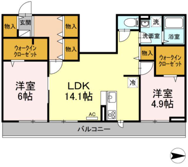 MOCHA(2LDK/2階)の間取り写真