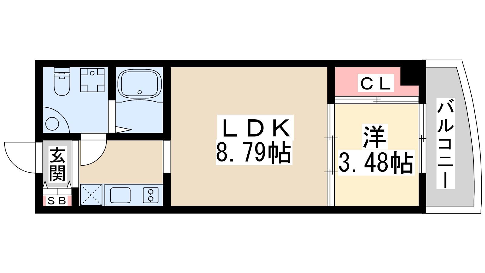 アーバンフラッツ江坂(1LDK/13階)の間取り写真