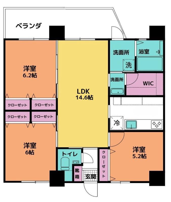 ESAN TERRACE与那原(3LDK/10階)の間取り写真