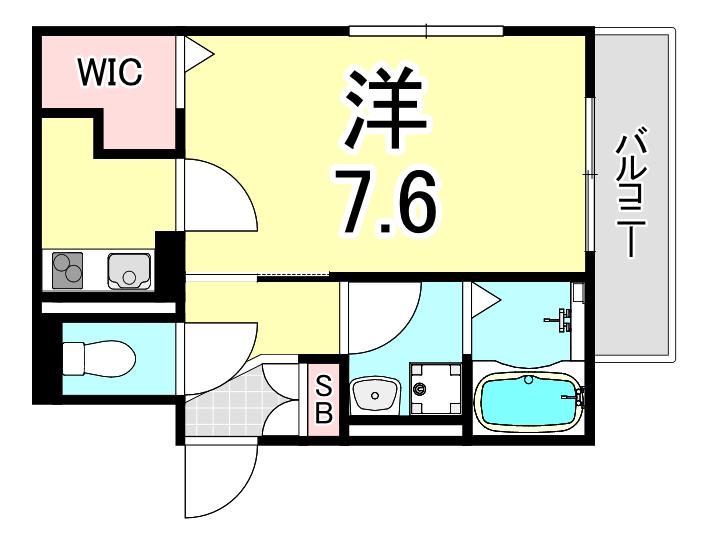 コートドール逆瀬川(1K/3階)の間取り写真