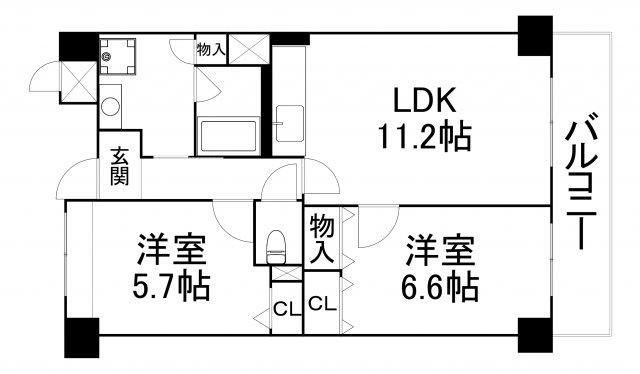 セレンディップ鷺洲(2LDK/4階)の間取り写真