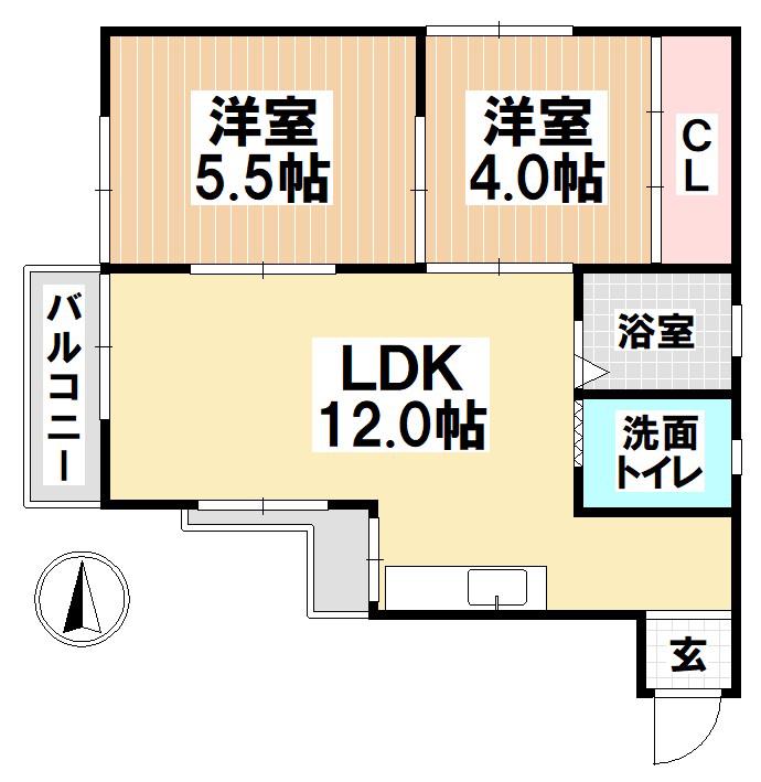マンションオックス(2LDK/3階)の間取り写真