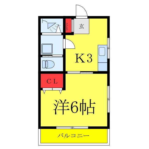 駅前光ハイツ(1K/3階)の間取り写真