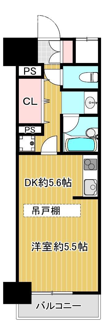 ワイズシャトー京橋(1DK/7階)の間取り写真