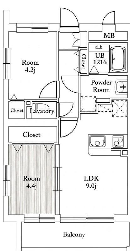 アーベイン末広(2LDK/4階)の間取り写真