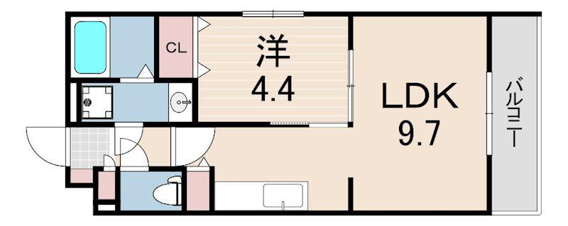CITY Z 西宮2(1LDK/3階)の間取り写真