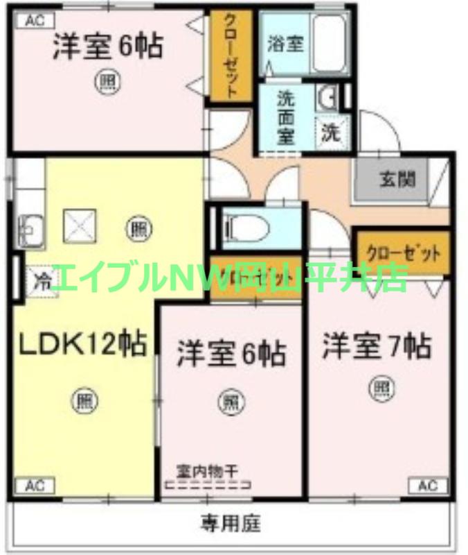 第3ジュネス芳泉B棟(3LDK/1階)の間取り写真