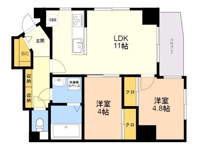 ビエラコート赤坂けやき通(2LDK/1階)の間取り写真