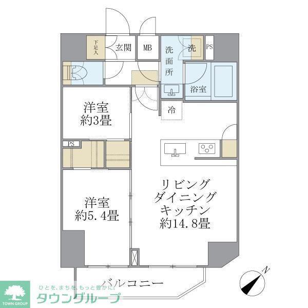 アジールコート町屋(2LDK/10階)の間取り写真