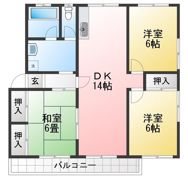 ジョイフルコート(3LDK/2階)の間取り写真