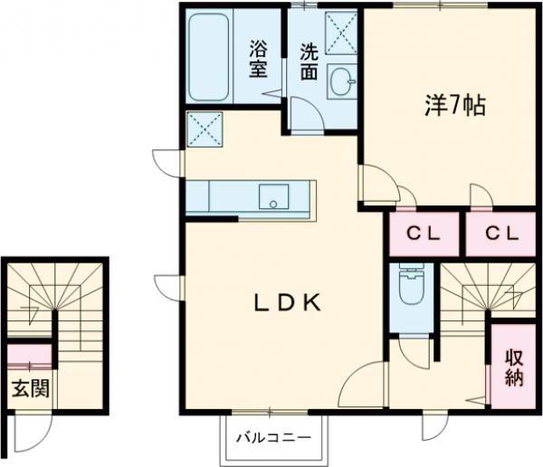 SALICE(1LDK/2階)の間取り写真