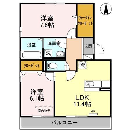 RUPOSEI(2LDK/2階)の間取り写真
