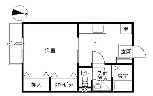 ハウスMUII(1K/2階)の間取り写真