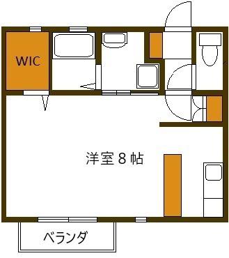 クレセント(ワンルーム/1階)の間取り写真