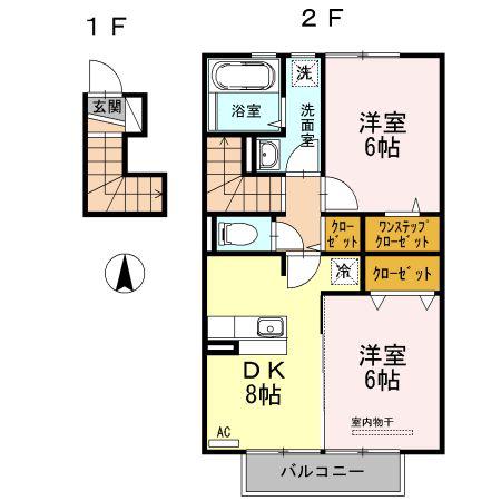 オーブ泉(2DK/2階)の間取り写真