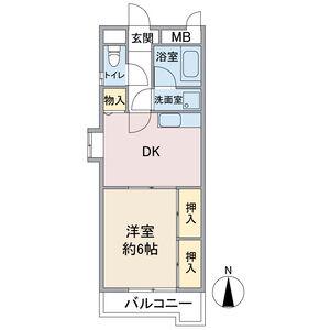 フィープル一社(1DK/4階)の間取り写真