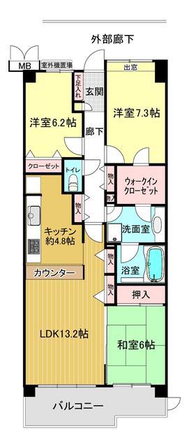 コスモ横浜常盤台公園(3LDK/5階)の間取り写真