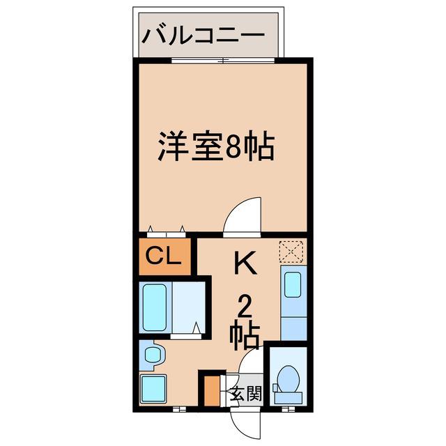 フェヴァリーD(1K/1階)の間取り写真