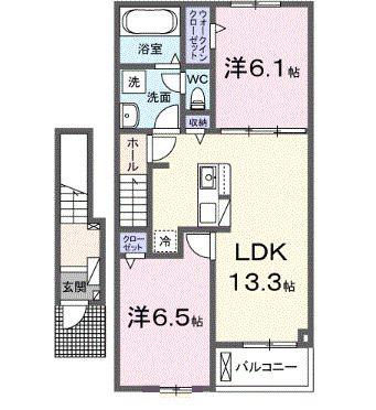 ユーフォリア(2LDK/2階)の間取り写真