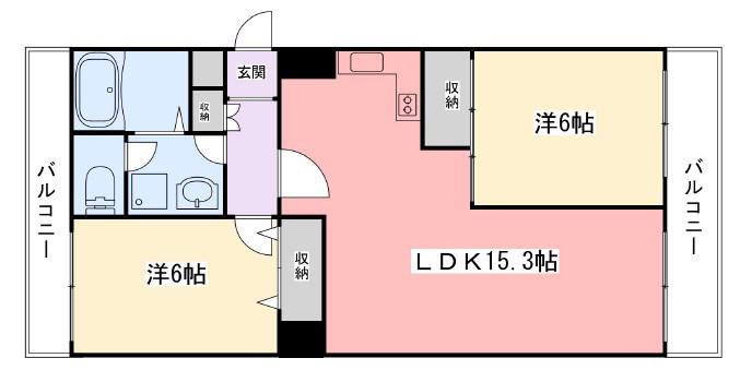 インタービレッジ広畑(2LDK/5階)の間取り写真