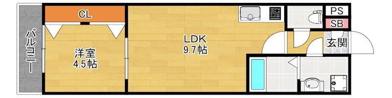 ケイメゾン2(1LDK/1階)の間取り写真