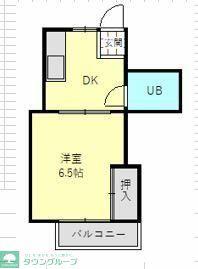 三洋ハイツ(1DK/2階)の間取り写真